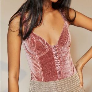 Out from Under Pink Medium Velvet Bodysuit